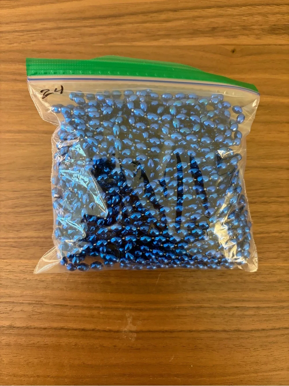 Lot of 24 Metallic Royal Blue Beaded Necklaces